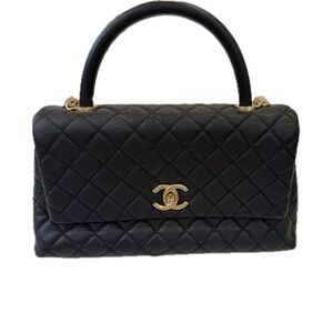 Chanel Black Quilted Satchel with Gold Accents